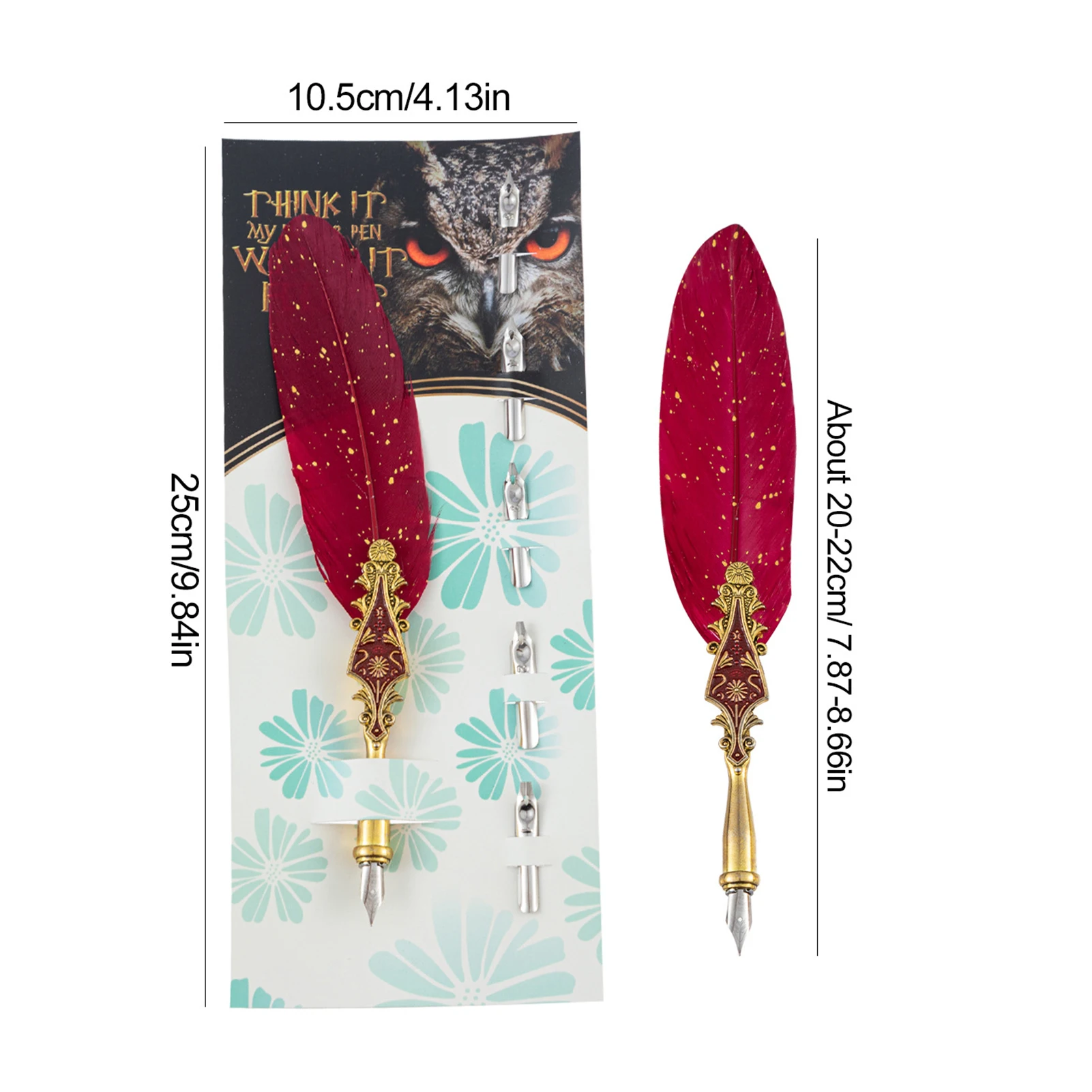 Retro Feather Dip Pen Set Vintage Quill Pen Elegant Style Calligraphy Writing Signature with Replacement Nibs Ideal for Letters