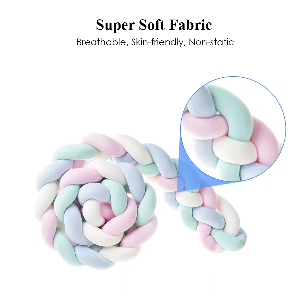Baby Bed Bumper Knotted Braided 2M/1M Handmade Soft Pillow Pad Cushion Nursery Cradle