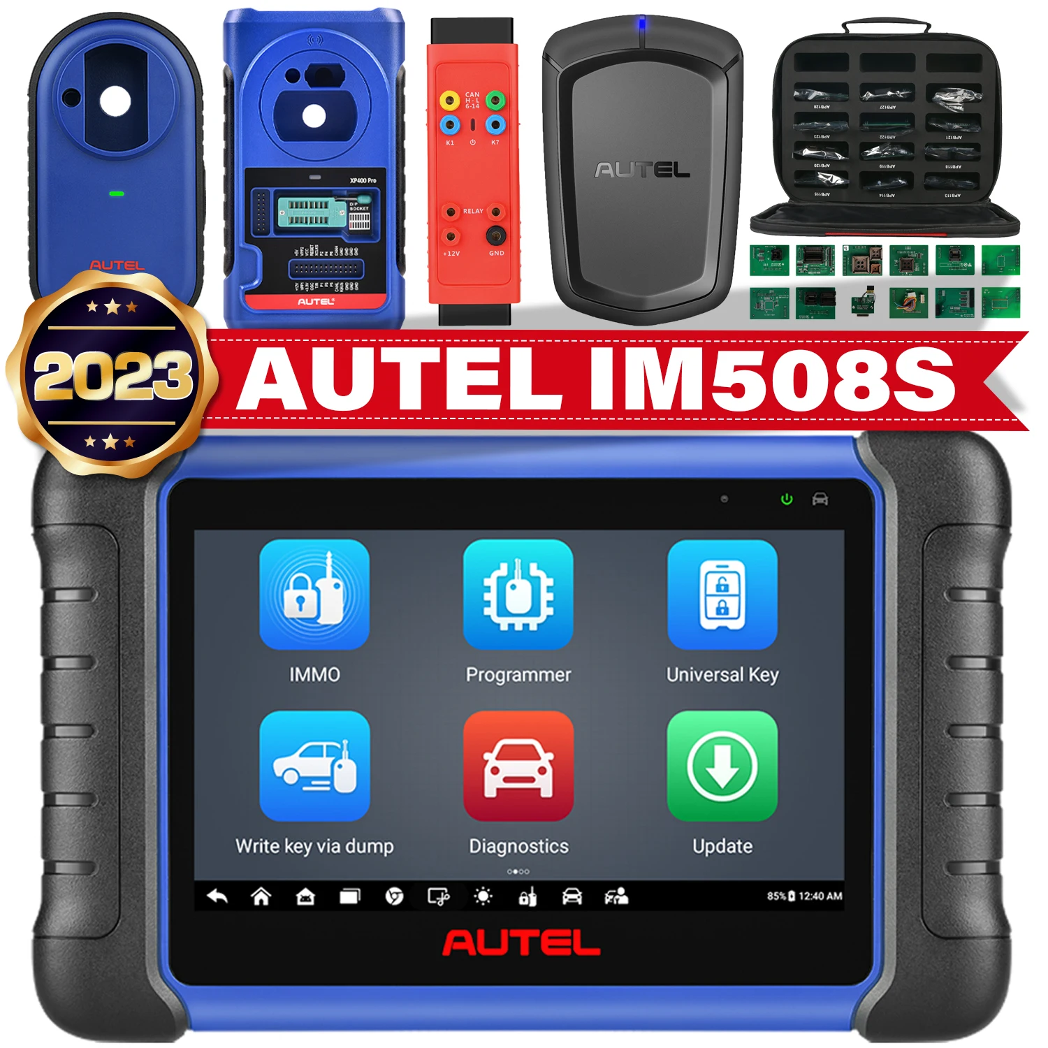 Autel 키 프로그래머 IM508S 자동차 진단 도구, 2023 IMMO 도난 방지 프로그래밍 스캐너, 올인원 키트, IM508 업그레이드