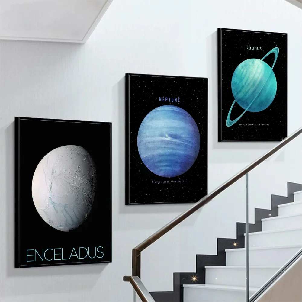 

Space planets Poster Self-adhesive Art Poster Retro Kraft Paper Sticker DIY Room Bar Cafe Vintage Decorative Painting