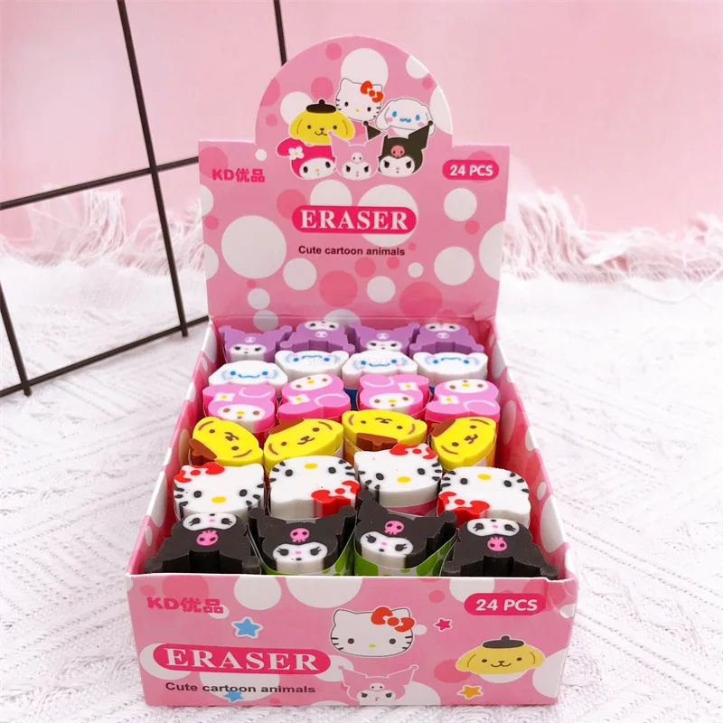 Фото 24 шт. Sanrio мультяшный ластик Kawaii аниме Cinnamoroll/kuromi/my Melody мини Ластик Детские Обучающие канцелярские принадлежности оптом №2