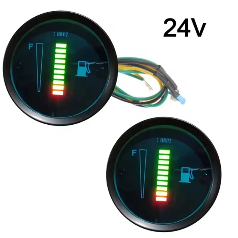 자동차 연료 레벨 미터 게이지 52mm 범용 24V 오토바이용 8 LED 조명 디스플레이