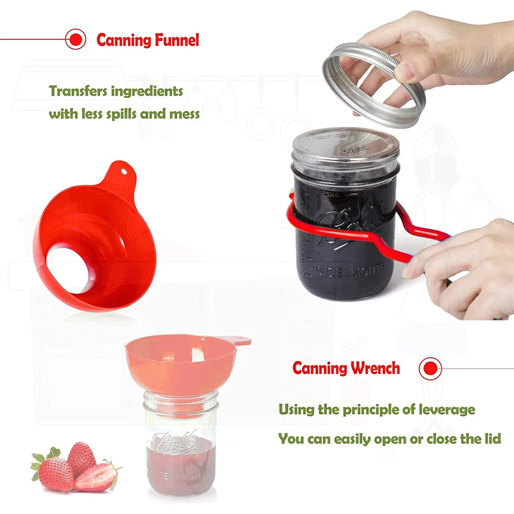 LMETJMA Canning Supplies Canning Kit Essential Canning Tools Set Included Canning Jar Lifter Canning Funnel Bubble Popper 5