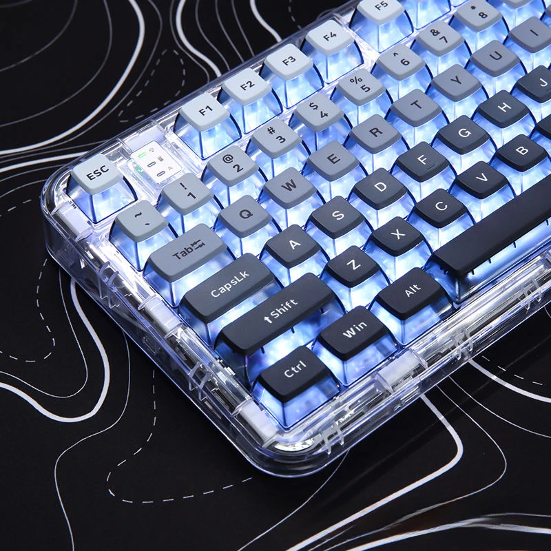 

Pudding Keycap ASA Black And White Gradient Translucent Double Skin Milk Pbt Personalized Mechanical Keyboard DIY Keycaps