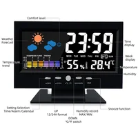 Voice Control Backlight Digital Weather Clock Date Week Temperature Humidity Weather Forecast 12/24H Electronic Clock 5