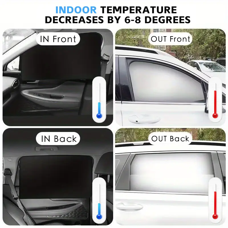 100 Blackout Windshield Sunshades Car Sun Shield Shades Sunshade Covers Summer Magnetic Side Window UV Protection Front Rear - Image 2