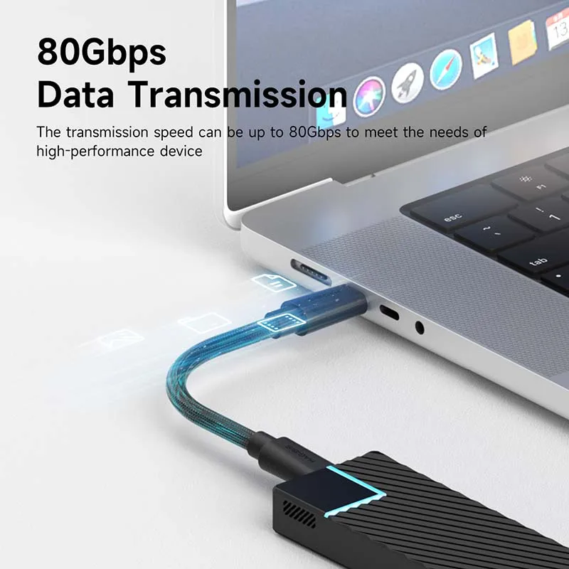 Hagibis USB4 Cable Vertical Plug USB C to USB C Short Cable 80Gbps 240W PD3.1 8K Cord for Thunderbolt 4/5 Mac mini M4 Mac Studio