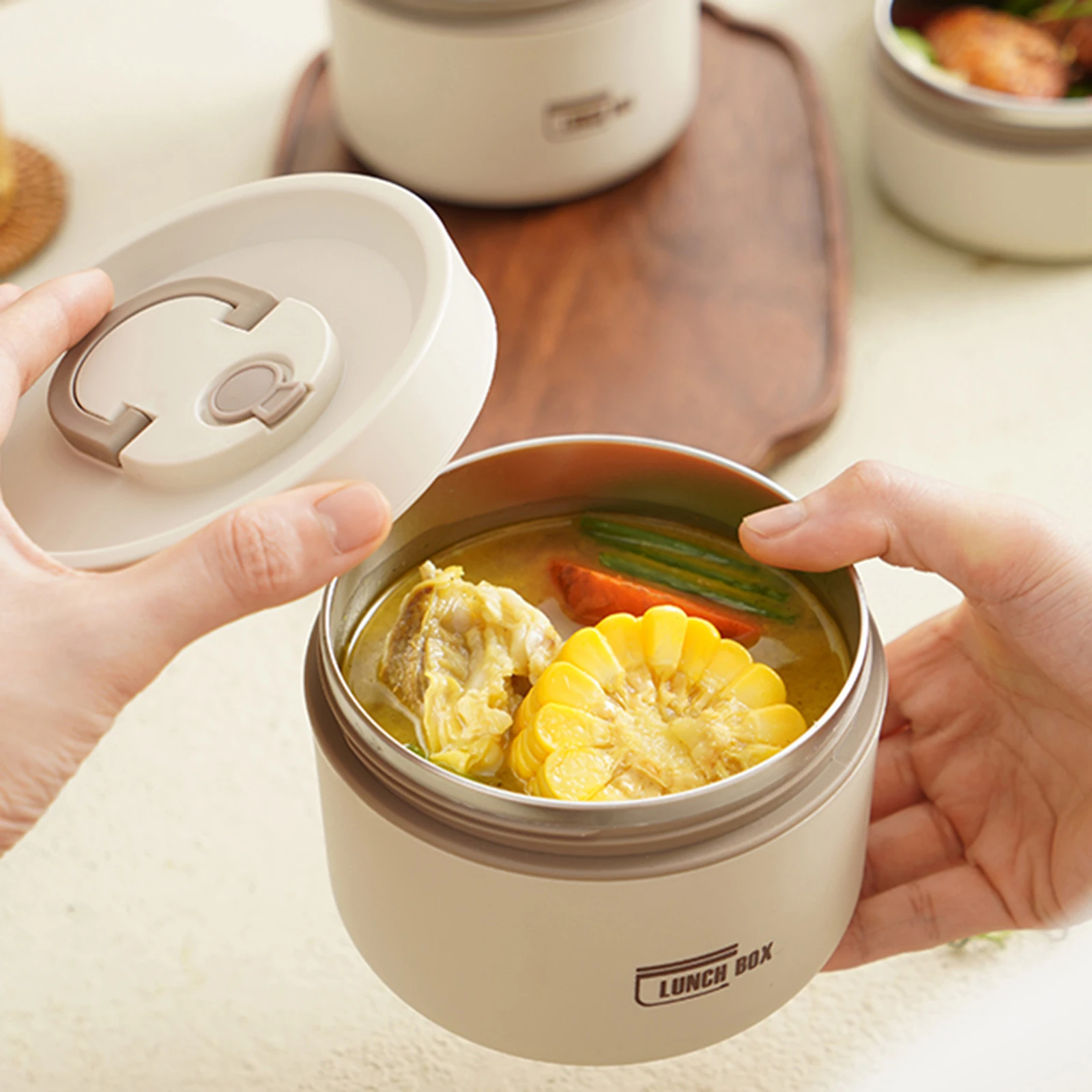 Hot Food Container For Round Heated Bento New Stainless Steel Thermal Lunch  Box