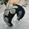 Luxurious Heavy-Duty Diamond-Encrusted Velvet Hairband Wide Half-Cap Headband Fashionable Accessory for Women's Hair Grooming