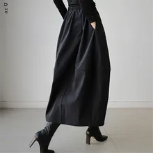 

Women's Skirt New 2022 Japanese Style Literary Skirt Pocket High Waist Commuter Black Mid-length A-line Skirt Autumn Spring