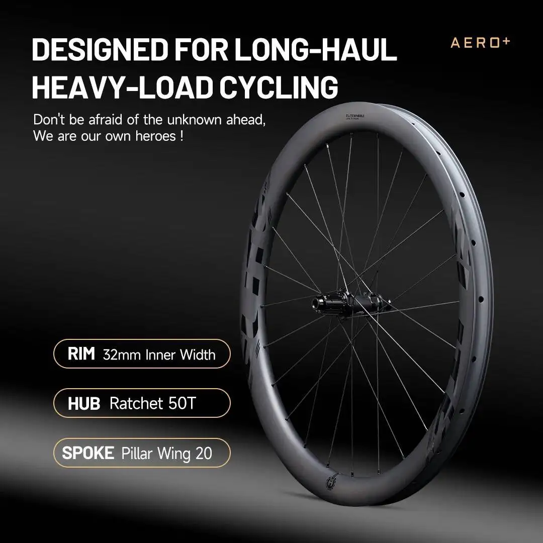 ELITEWHEELS Newest Aero+ Gravel Wheels With Wing 20 Spokes 32mm inner Width Carbon Wheelset  Ratchet System 50T TPI bearing Hub