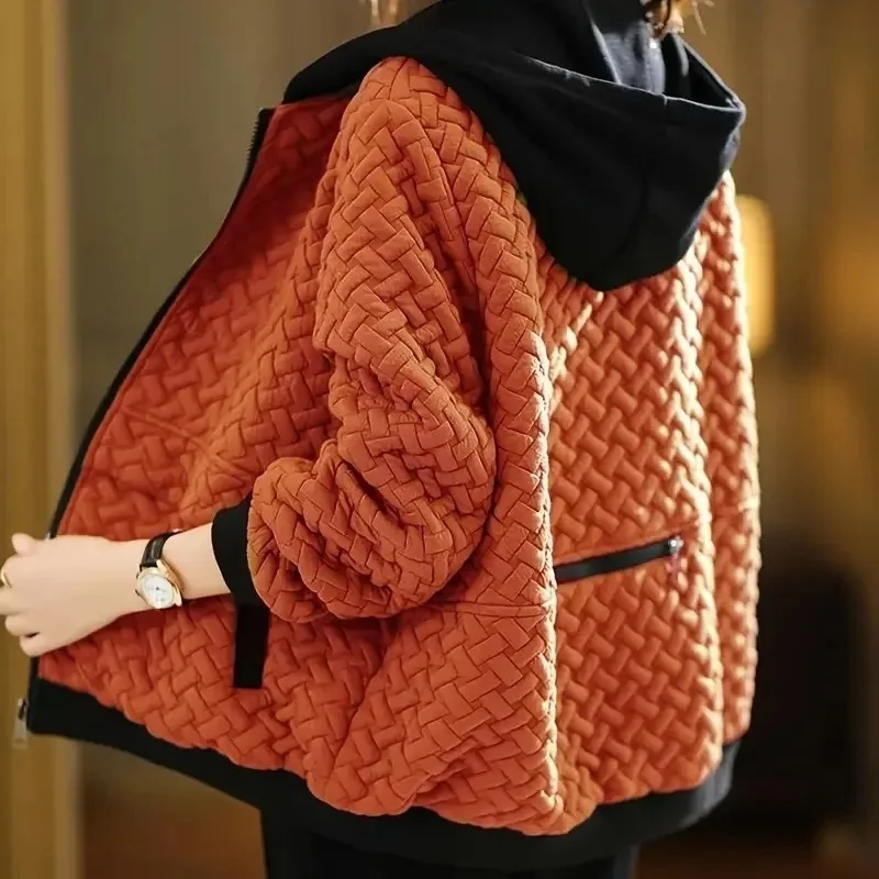 2025 Winter Jacket Thick Corduroy Short Women's Autumn New Velvet Loose Korean Hooded Of Cotton-Padded Clothes Female Shirring