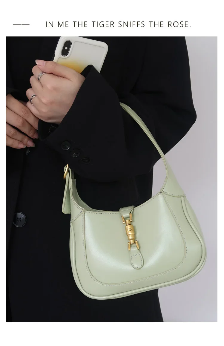 حقيبة تحت الإبط فرنسية صغيرة بإبزيم على شكل حصان ع...