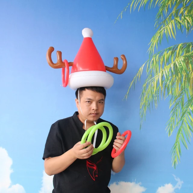 Inflatable Christmas Hat/Crutches Party Supplies Activity Throwing Toy Children Outdoor Competitive Playset Indoor Game 5