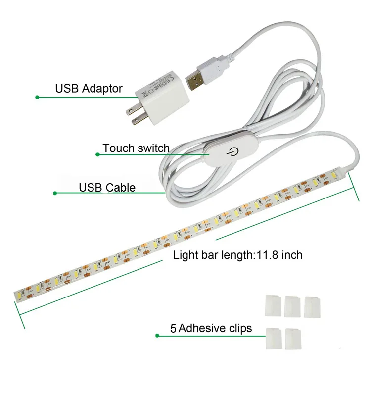 30cm LED Sewing Machine Light Strip Kit SMD 2835 White USB Powered With  Touch Switch Lighting Strips For Desktop Cabinet Kitchen - AliExpress