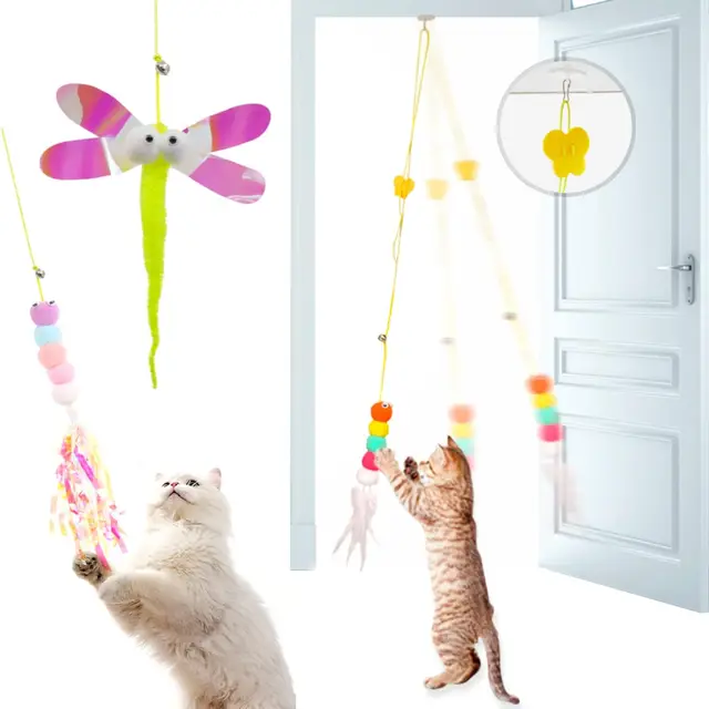 1/2/4pcs Pet Cat Interactive Toy Elastic Cat Scratch Rope Retractable Door Hanging Funny Toys Pet Playing Teaser Cat Supplies 1