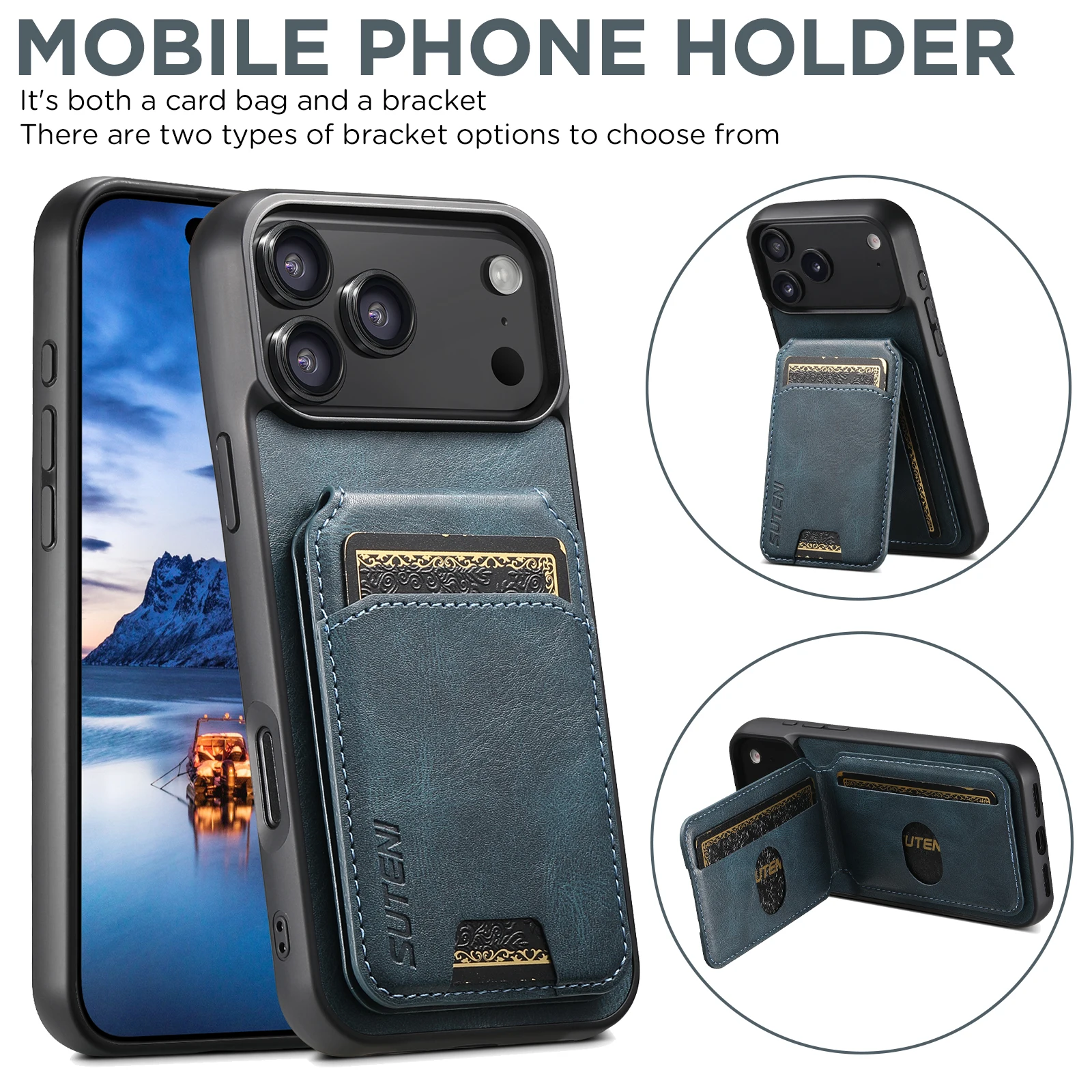iPhone Leather Case with Card Holder & Stand 4