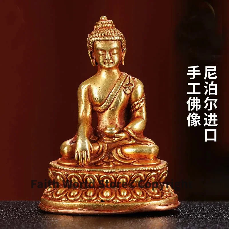 

Tibet Nepal temple Pocket Small Buddha Shakyamuni RULAI FO Statue amulet protective talisman Bless health safety and good luck