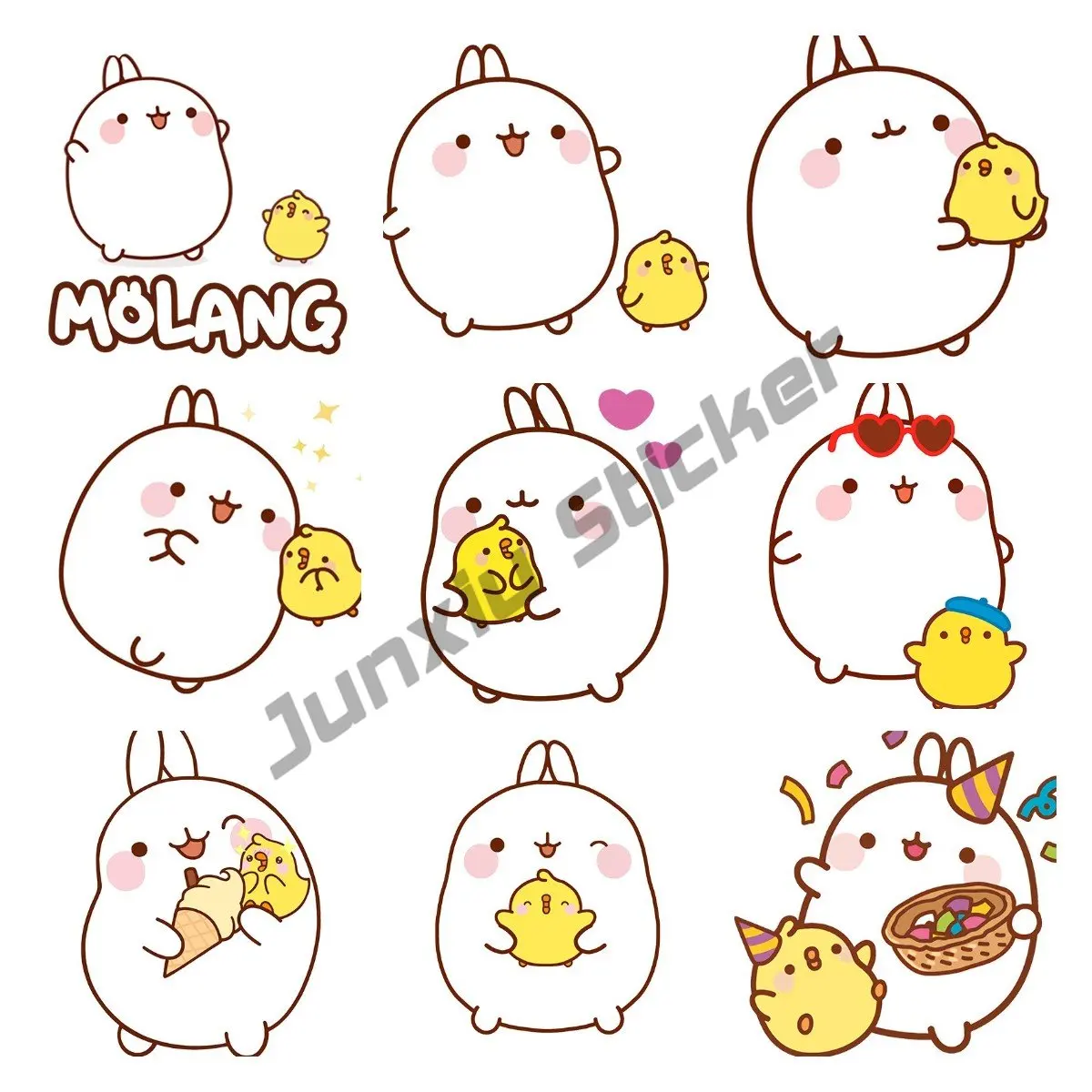 

Cartoon Decal Molang and Piupiu Cute Rabbit Car Stickers Auto, Wall, Laptop, Cell, Truck Sticker for Windows Cars Trucks