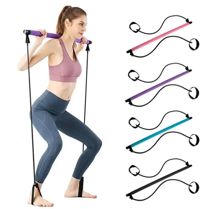 

Multifunctional Pilates Bar Combination Fitness Bar Yoga Chest Expansion Tension Rope Back Trainer Elastic Rope Stretching Belt