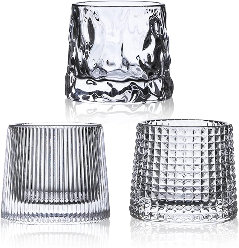 Whiskey Glasses, Premium 5OZ Scotch Glasses Set of 3, Old Fashioned Glasses,Thick Weighted Bottom Rocks Glasses