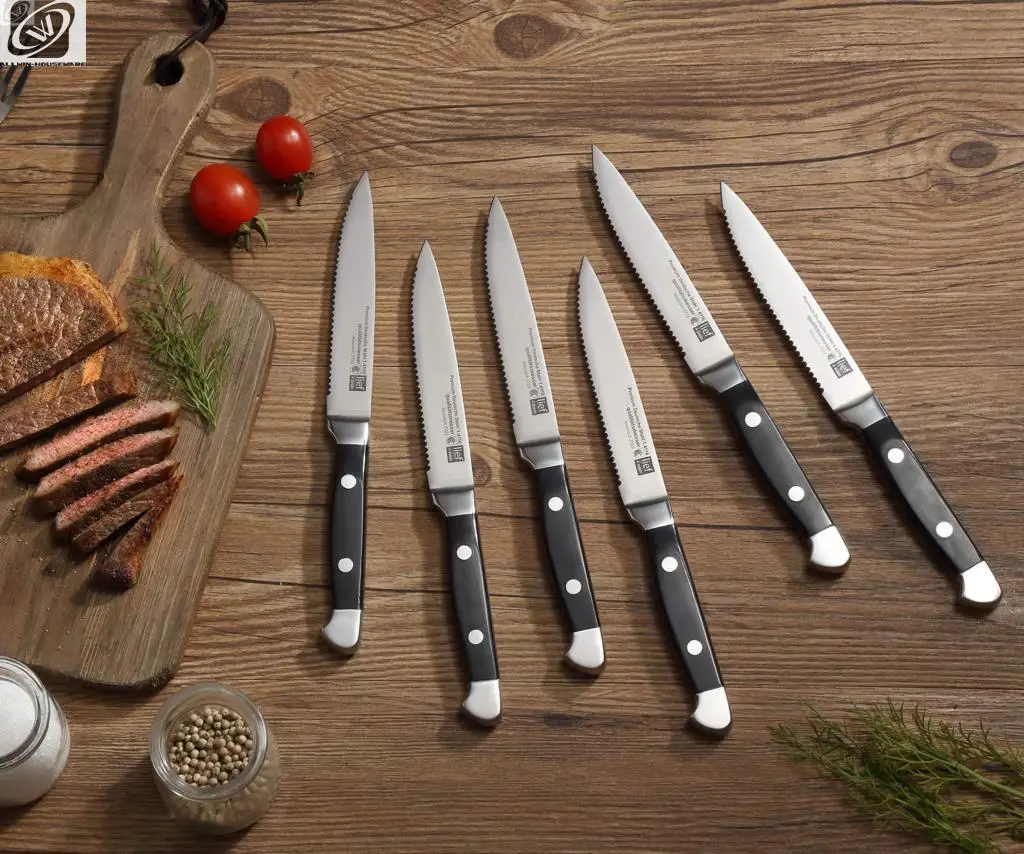 4/6/8p Steak Knife Set Stainless Steel Highly Polished Handles Outdoor