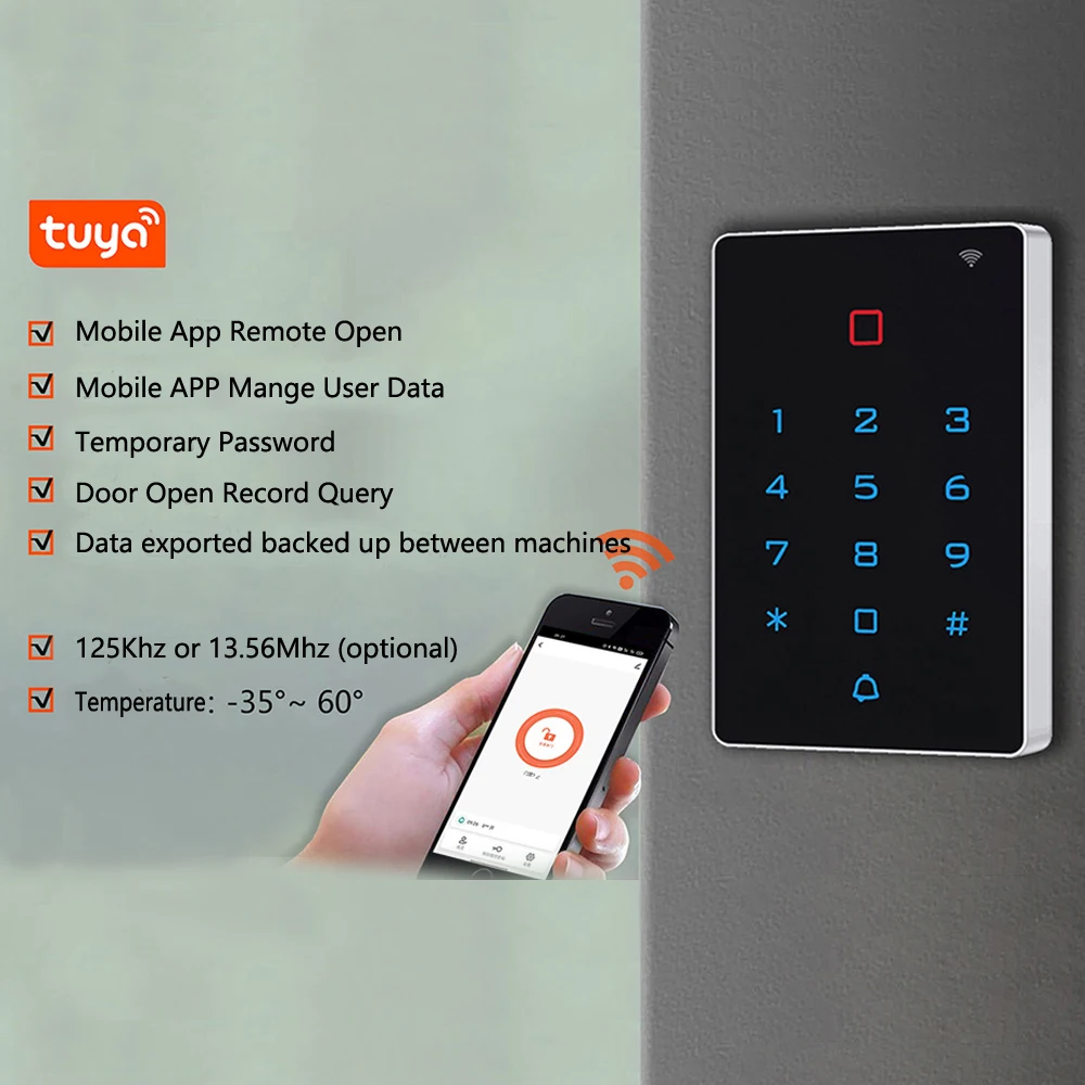 access keypad Wifi Tuya Access Control 125khz RFID Card Access Control Lock 1000 User Remote Control Access Reader best smart locks for home