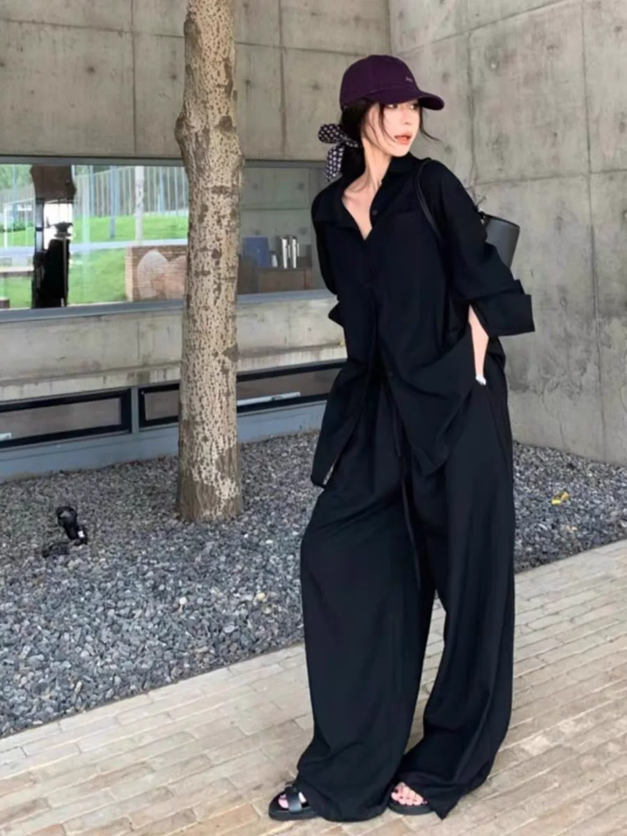 Loose Fit Cotton Linen Long Sve irt Set Men's Breathable Sun Protection Open Cardigan Linen Long Pants Two Piece Set