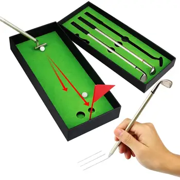 Golf Pen Set Mini Desktop Golf Ball Pen Gift Includes Putting Green 3 Clubs Pen Balls and Flag Desk Games 1