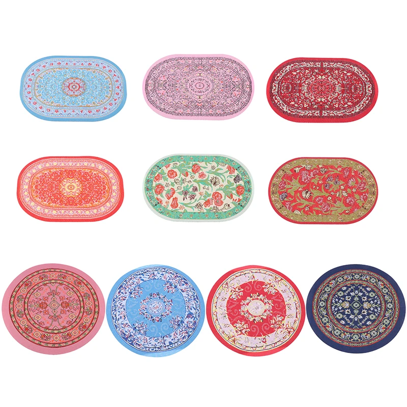 

1:12 Dollhouse Miniature Round Floor Rug Cover Oval Carpet Floors Mat Model Bedroom Living Room Decor Toy Doll House Accessories