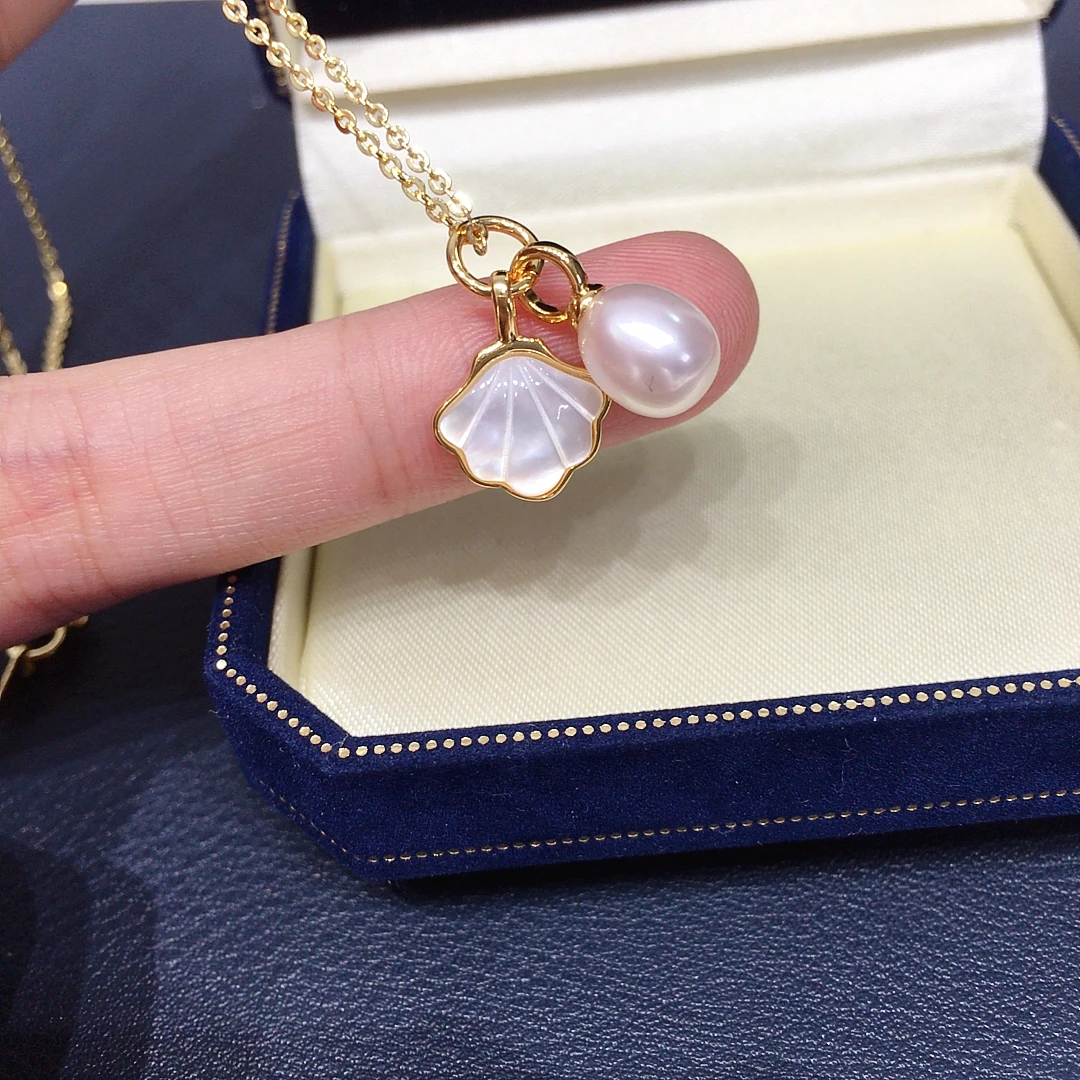ZHBORUINI 2025 New Freshwater Pearl Jewelry Set 7-8mm Shell Shaped Pendant Earring Ring for Women Elegant Gift 2025 New Arrivals 4