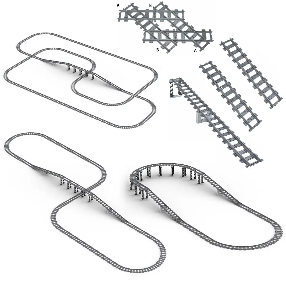 UphillTrackCityBuildingBlockTrainsTrackRailBricksRailwayModel