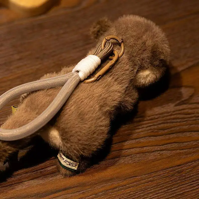 Cute Otter Plush Keychain Realistic Stuffed Otter Animal Pendant Doll Soft Plushies Key Ring for Bag Decoration Gifts Girl