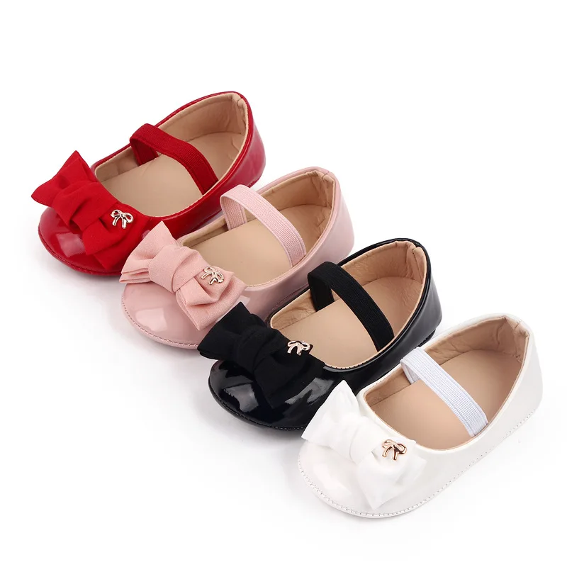 New Hot Baby Girl Spring Autumn First Walk Purity Bow PU Beautiful Soft Toddler Princess Shoes CZ26