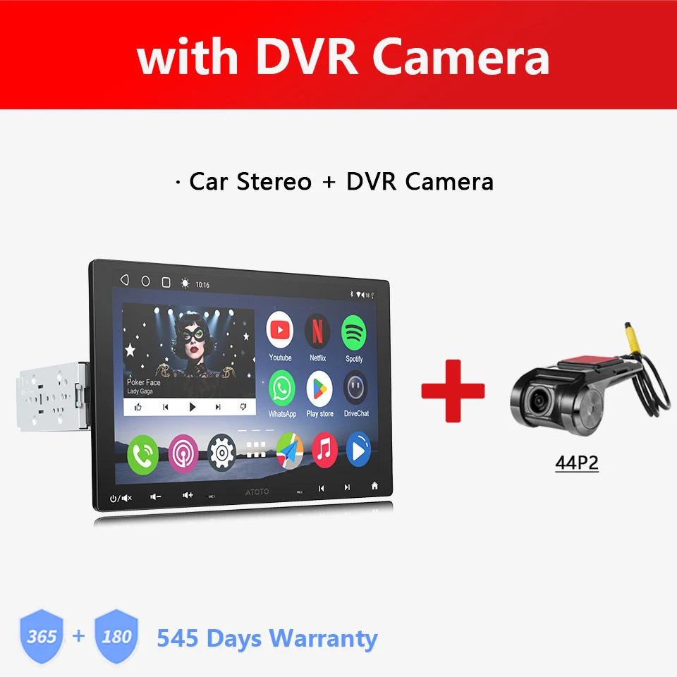 新品✨ATOTOMOVE 10.1インチ QLED ワイヤレスCarPlay NEW】前後カメラ