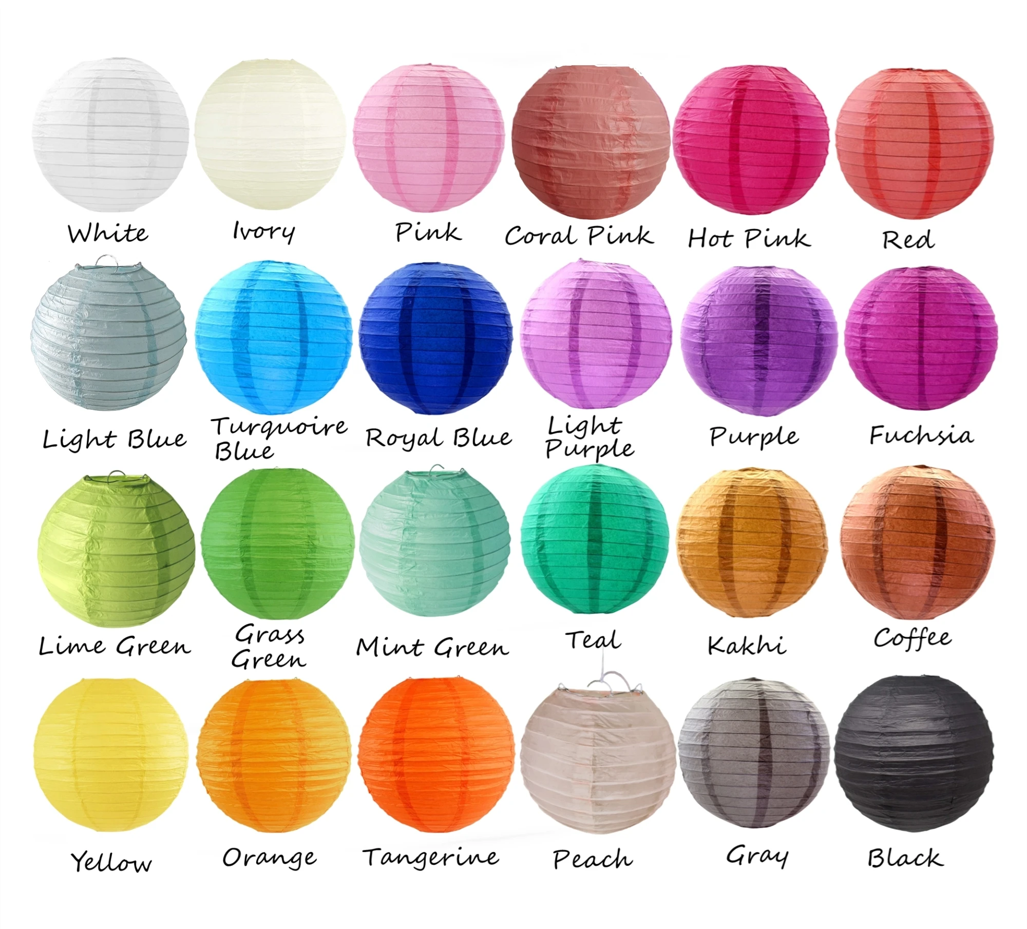 Paper Lanterns 24 colors with size 4" 6" 8" 10“ 12” 14“-Hanging Chinese Paper lanterns for birthday party ,wedding decor