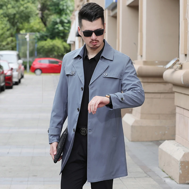 New Spring Autumn Men Fashion Trench Single Breasted Casual Windbreaker England Style Long Trench Male High Quality Jackets
