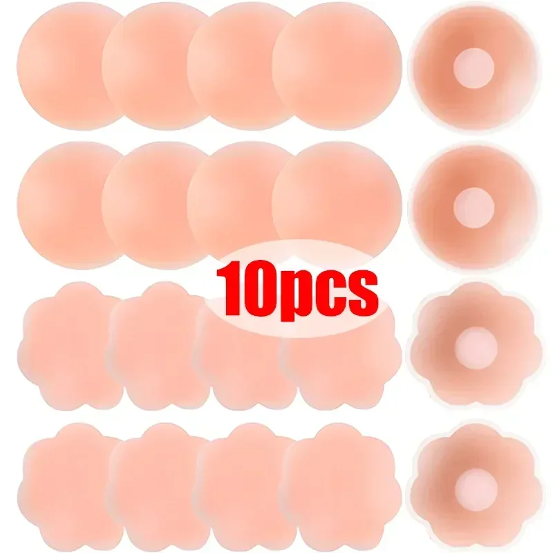 

Up Sticker Women Petal Pasties Tape Strapless Chest Pads 10pcs Cover Bra Nipple Boob Reusable Invisible Silicone Breast Lift