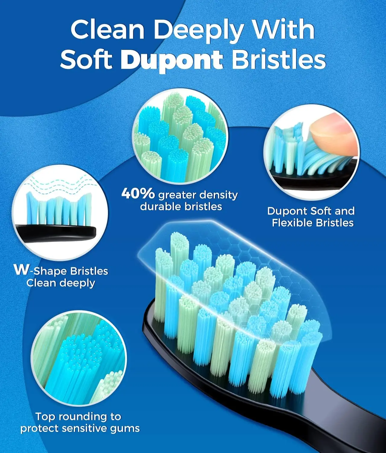 Electric Toothbrush for Adults with 8 Brush Heads, Sonic Electric Toothbrush with 40000 VPM Deep Clean 5 Modes, Rechargeable 3