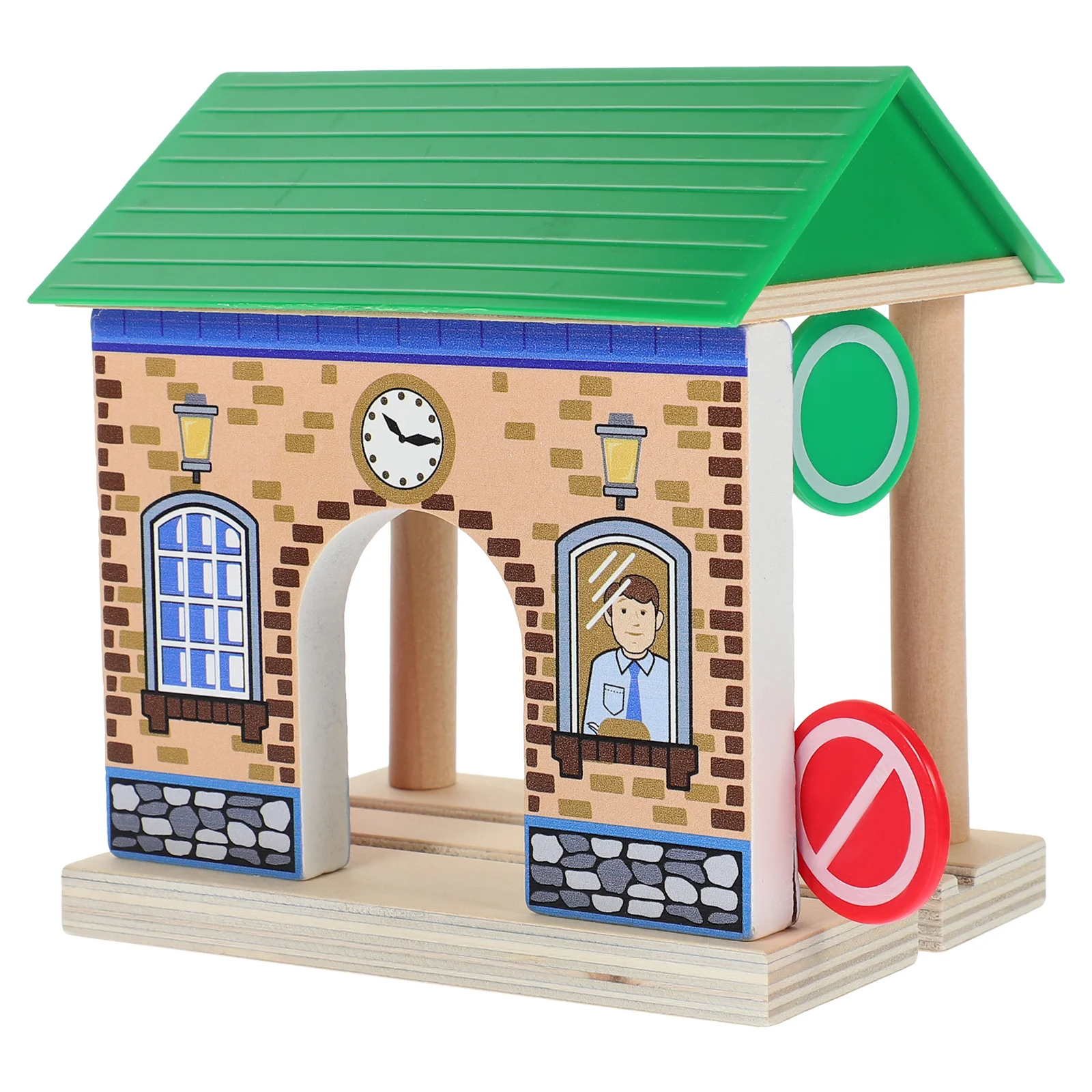 Train Track Accessories Decor Railway Station Toy Funny Model Wooden Building Puzzle for Kids Plastic Child Small Simulation