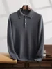Men Cashmere Sweater Pullovers Autumn Winter Polo Collar Smart Casual Warm Knitted Soft 100% Cashmere Long Sleeve Clothing Tops 3