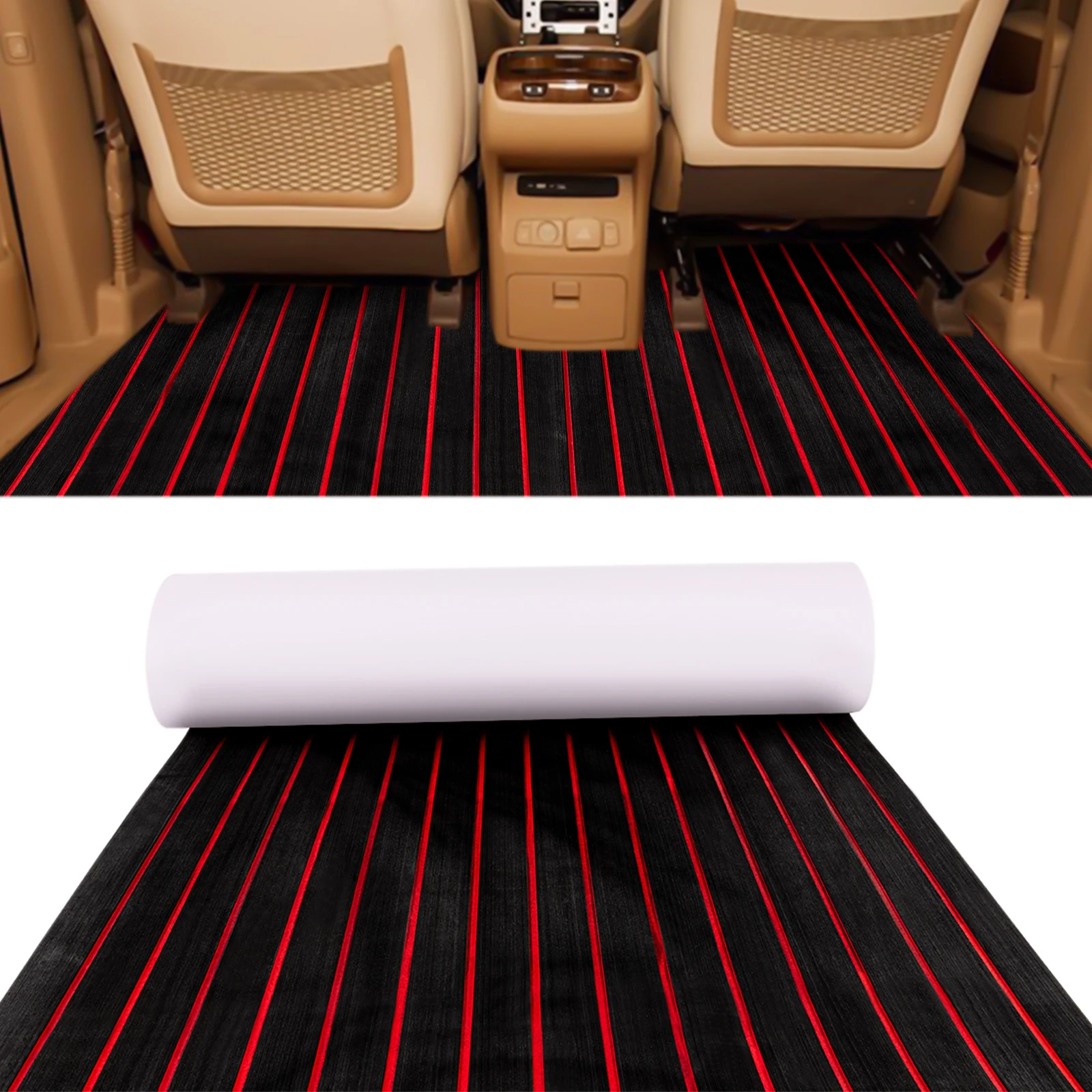 

95x35.5in Boat Flooring EVA Foam Decking Sheet Faux Teak Marine Mat Non-Slip Self-Adhesive Flooring Material for Motorboat RV