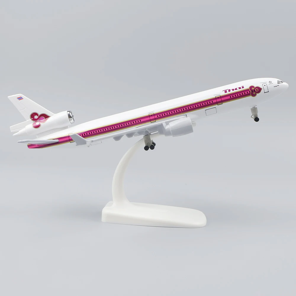 금속 비행기 모델 20cm: 400 태국 맥도넬 Md-11, 금속 복제 합금 소재, 착륙 기어 포함, 수집용 장난감 선물 