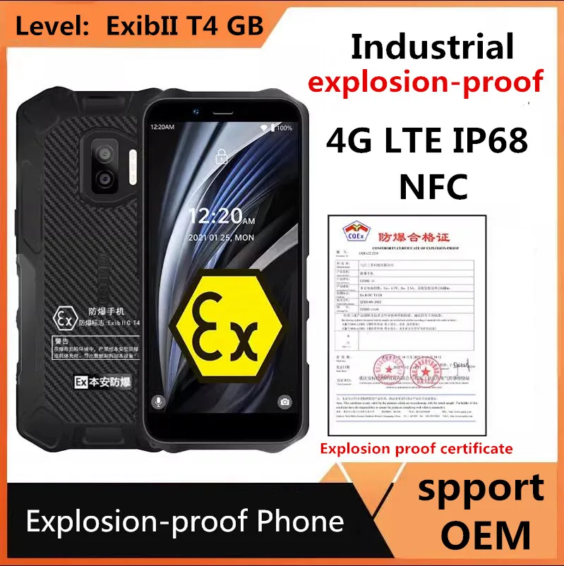 

Industrial Explosion-proof Zello phone 4GB+64GB IP68 IP69K Rugged NFC,Chemical Factory Petroleum Intrinsic Safety Smartphone