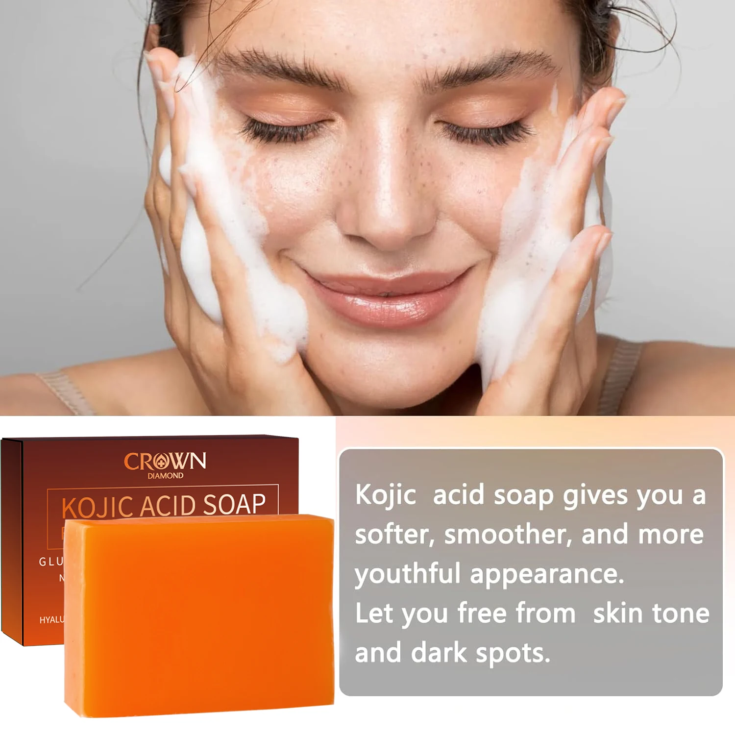 YIFUMEI 1/2Pcs Kojic Acid Soap Whitening Soap Handmade Skin Care Deep Cleaning Moisturizing Cleansing Essential Temperate Soap 4