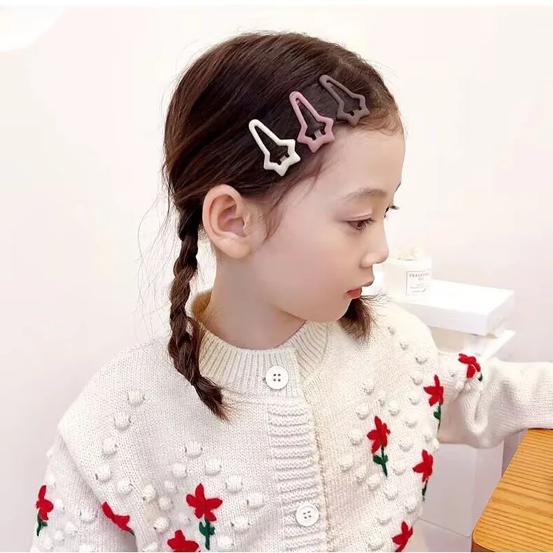 Hair Accessories 10pcs Coffee Color Girls Hairpins Kids Mini Snap Star Drop Click Clack Baby Toddler Hair Clips