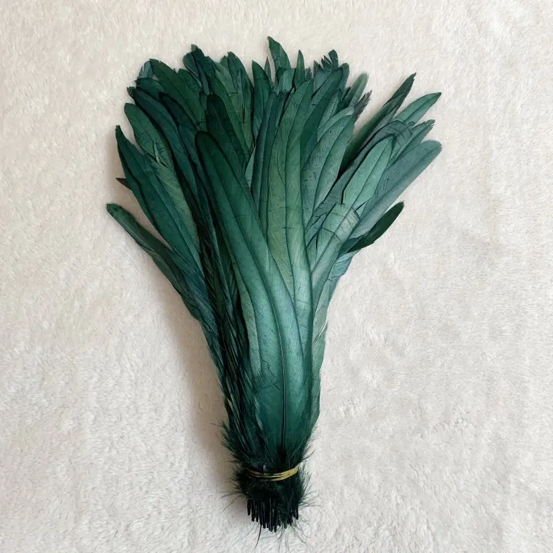 Rooster Feathers 100pcs 25-45cm Natural Blackish Green Beige DIY Cock Clothing Jewelry Accessories Party