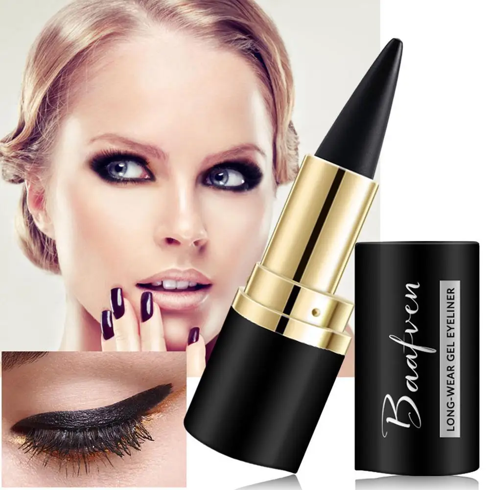 Black Tube Lipstick-style Ribbon Eyeliner Black Long Pen Cream Lasting Eye Liner Natural Lasting Waterproof Portable N8J7 1PC liquid eyeliner,eyeliner pencil,makeup pen