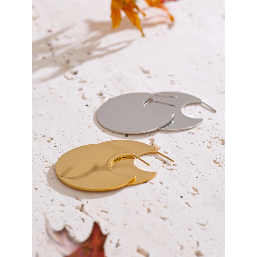 Yhpup Earrings C-Shape Stainless Steel