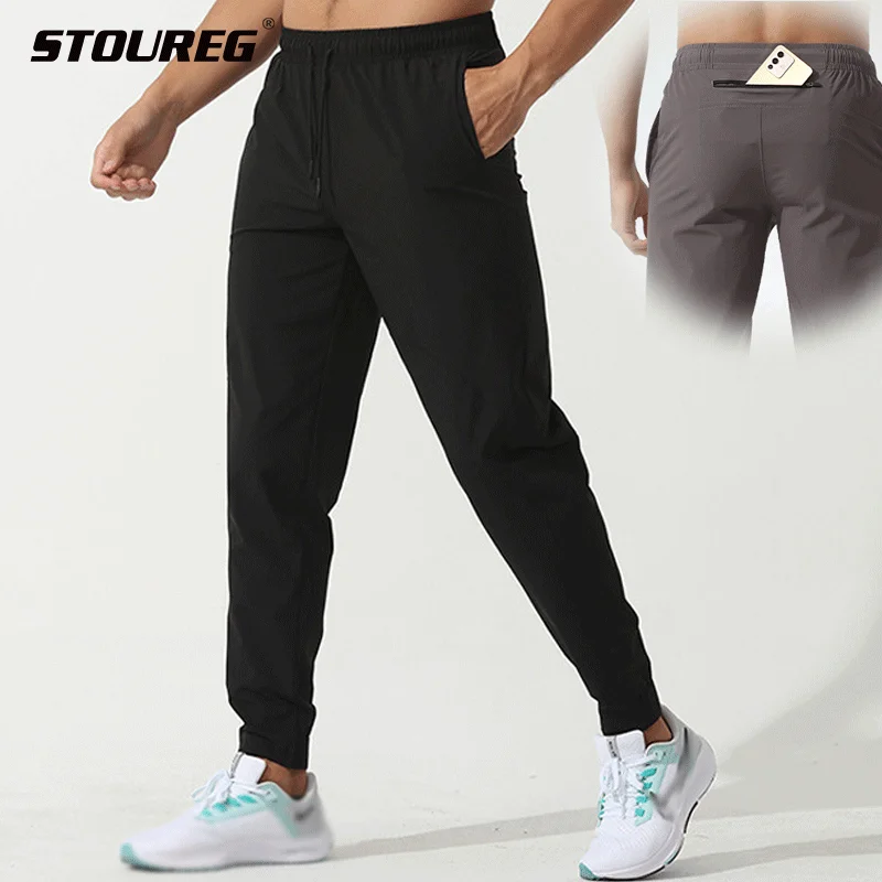 

STOUREG Nylon Jogging Pants Elastic Waist Men Sports Pants Running Trousers Workout Gym Sport Joggers Fitness Sweatpants